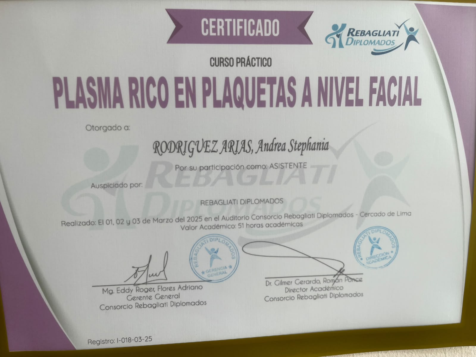 Certificado de la fundadora de Klass Salón & Spa (1)